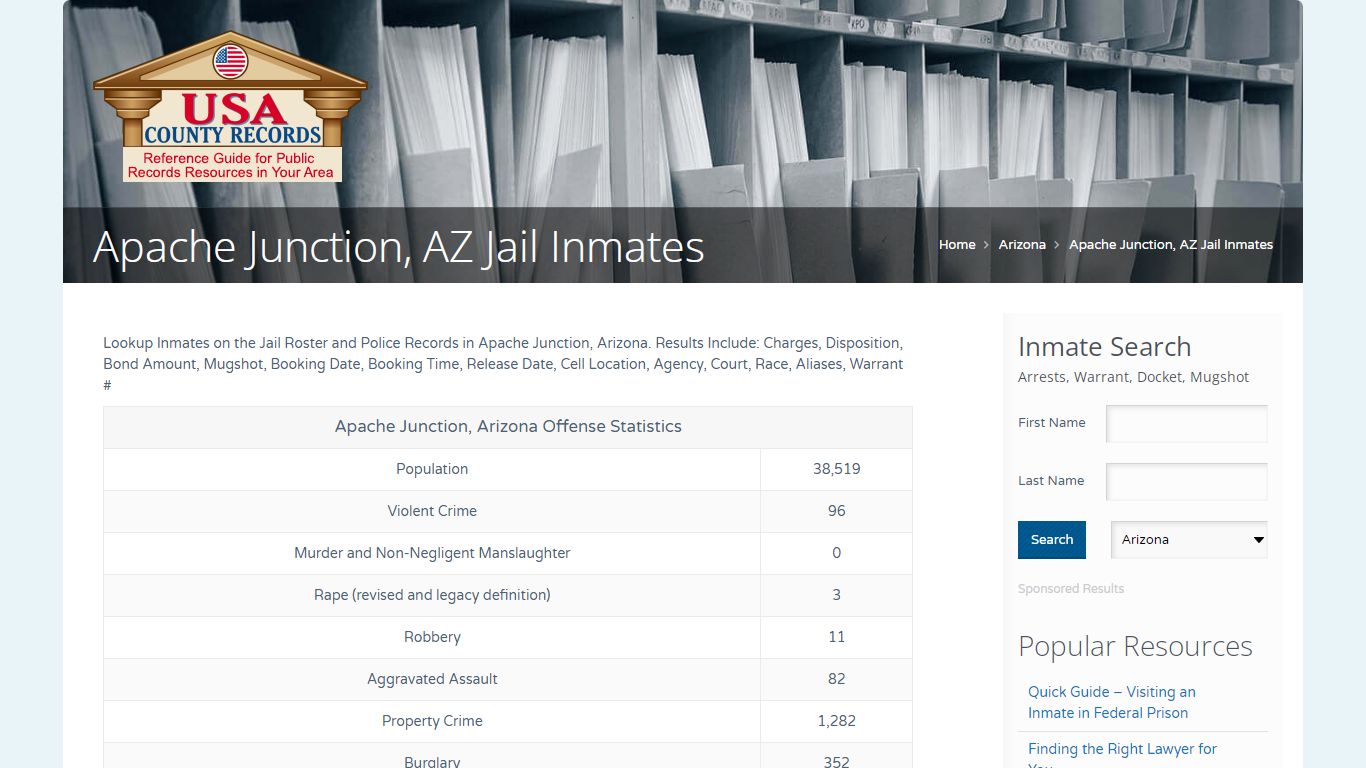 Apache Junction, AZ Jail Inmates | Name Search