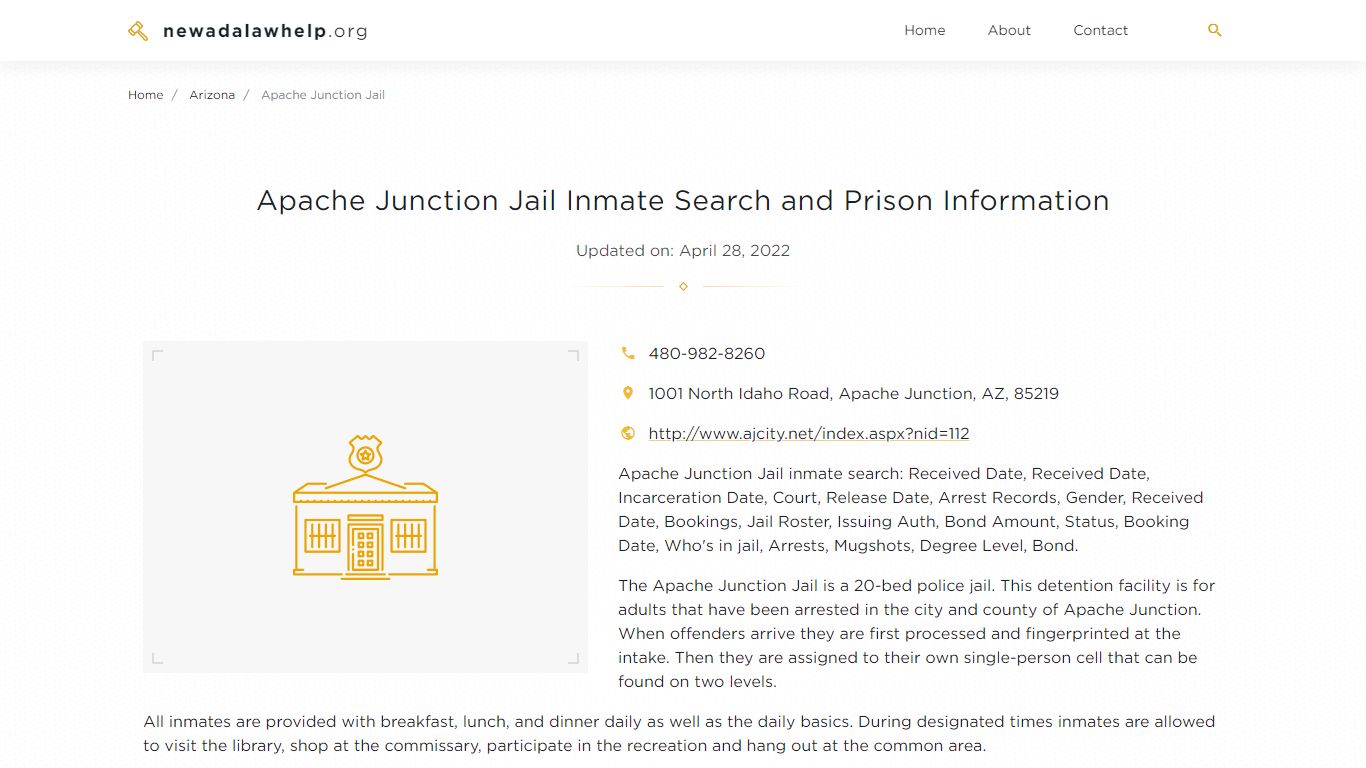 Apache Junction Jail Inmate Search, Visitation, Phone no ...